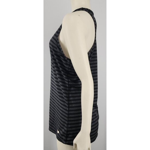 Women's Marika Dry-Wik Performance Wear Striped Racerback Tank Top Gray Black La - Picture 3 of 8